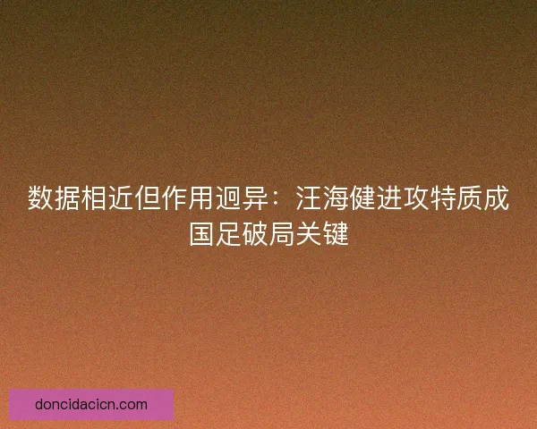 数据相近但作用迥异：汪海健进攻特质成国足破局关键